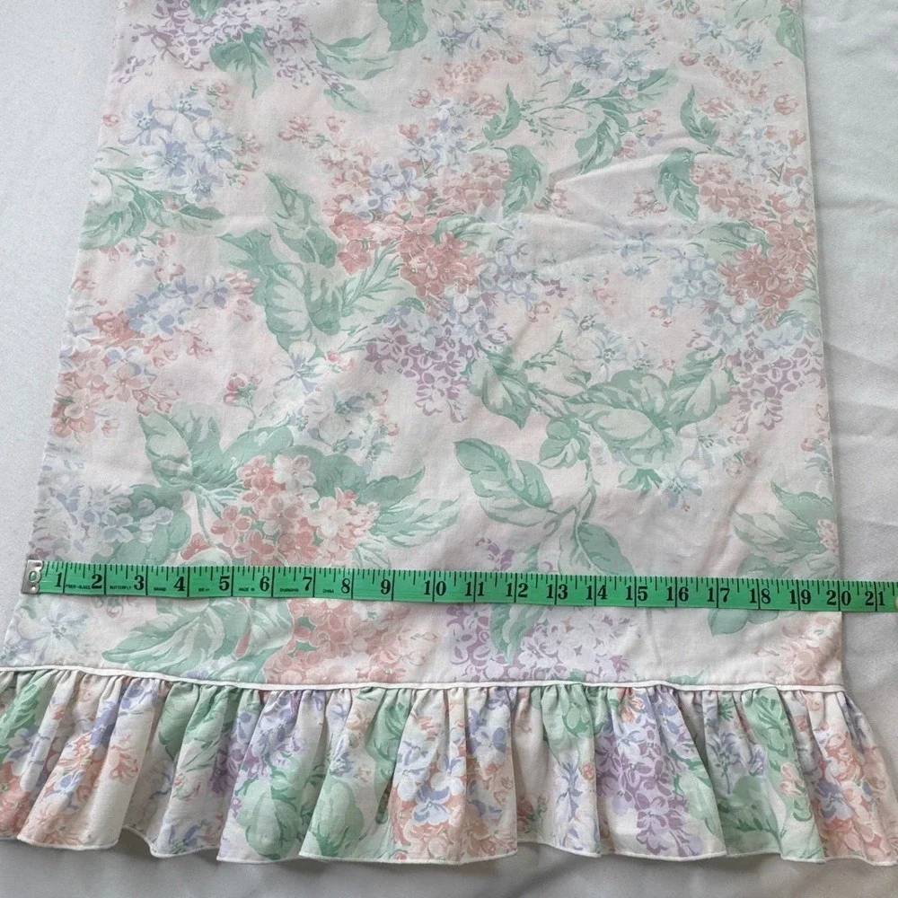 Vintage Martex Floral Ruffle Pillowcase Set 2 Standard Percale Lilac Hydrangea - Picture 8 of 10